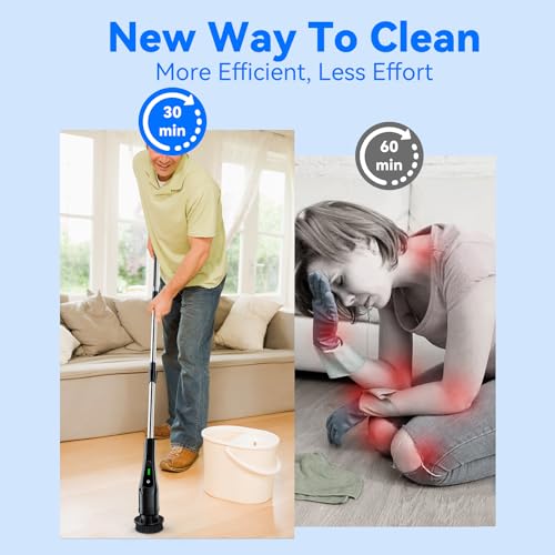Image of Electric Spin Scrubber,Bathroom Cleaning Brush with Long Handle 8 Replaceable Brush Heads, 2 Adjustable Speeds, Cordless Power Cleaning Brushes for Bathtub Grout Tile Floor