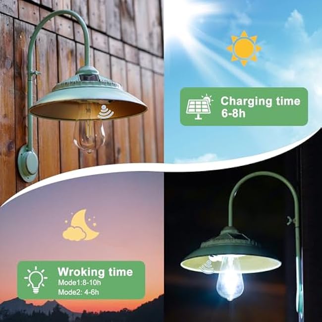 Solar Motion Sensor Lights Outdoor - Waterproof Wireless with Motion Sensor, Solar Barn Lights Outdoor Rustic Sconce Lights for Patio Yard Garage Chicken Coop & Shed Farmhouse£¨Mint Green£©