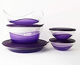  TUPPERWARE Eleganzia Schüssel 2X 600ml + 1,5L + 2,3L + Servierschale/Obstschale VIOLETT-LILA/TRANSPARENT Schale BLICKFANG + Geschenk 1,3L Lachs Ergonomica