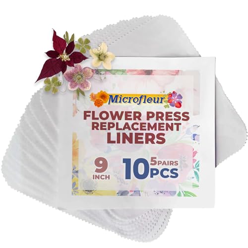 Image of Microfleur Microwave Flower Press Max White Liners – Essential Accessory for Dried Flower Preservation, 10 Durable Cotton Sheets (5 Pairs) for Creative Floral Art Crafting 9” (23 cm)