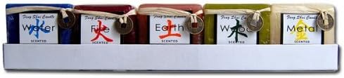 12120 Five Feng Shui Scented Candles Including 5 Chinese Lucky Coins Each Approx. 5 x 5 x 5 cm