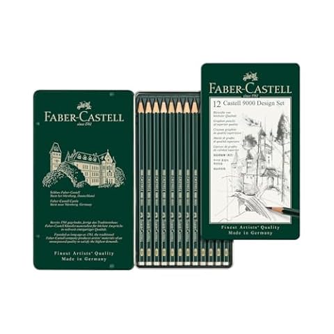 FABER-CASTELL 119064 – zestaw ołówków Castell 9000 Art, 12 różnych stopni twardości 5B – 5H