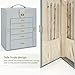 AKOZLIN Large Jewelry Box Organizer Functional with Big Mirror, Leather Jewelry Storage Case for Women Girls Ring Necklace Earring Bracelet Holder Organizer Grey