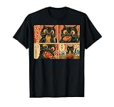 Gato de Manga Retro con Ramen, Divertido diseño de cómic japonés Camiseta