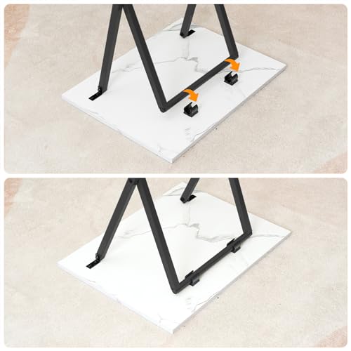 HOOBRO Folding TV Tray, Stable Snack Table for Small Space, Portable Sofa Side Table, Easy Assembly and Storage, Ideal for Snacks and Meals in Living Room, Marble and Black BW15BZ01 by HOOBRO - Image 8