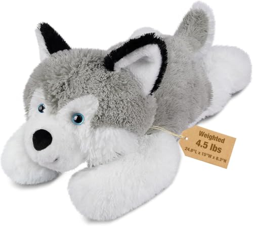 Bobbie & Laxi 22" Beschwertes Husky-Plüschtier, 4,5 lbs 2-in-1 Kissen
