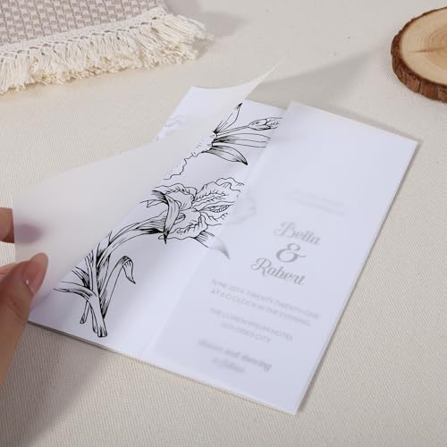 Sobres de boda de vitela esmerilada premium UNIQOOO papel translúcido preplegado de 115 g/m² 7