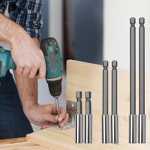 2.4/4/6 Drill Bit Holder with 6-Piece Drill Extension Set, 1/4 Hex Magnetic Bit Holder, Quick-Change CR-V Steel Drill Bit Extender for Screwdriver Bits, Nuts, and Sockets - Thumbnail 5