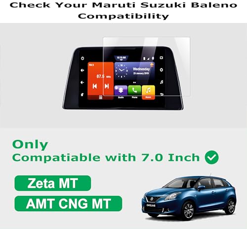 Image of OHAYO 9H Car Screen Protector for Maruti Suzuki Baleno 2022-2025 (Delta, Zeta Variants) | 7 Inch Infotainment Touchscreen Guard | HD Clear Display Film | Military Strength Scratch Resistant | Bubble Free | Non-Tempered Flexible Protection Film