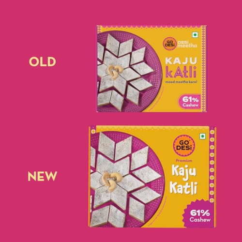Image of GO DESi Premium Kaju Katli - 180 grams | 61% Cashews | More Cashews, Less Sugar | Sweets |