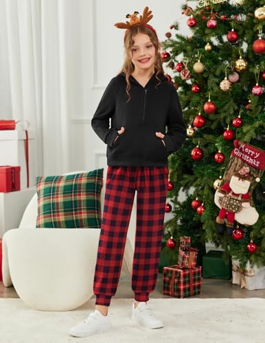Image of Arshiner Girls 2 Piece Outfits Sweatsuit Half Zip Sweatshirt and Sweatpants | Fall Winter, Drop Shoulder Long Sleeve, Thumbhole Hoodies, with Sweatpant, Jogger Set, Sweat Set, Tracksuits with Pockets