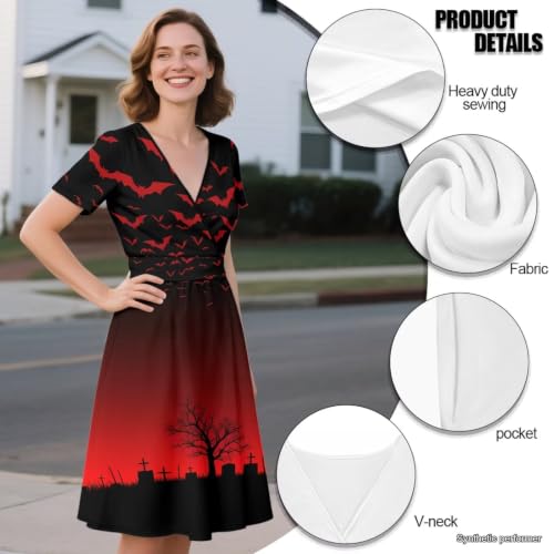 Image of Women's Summer Dresses Short Sleeve Formal Dresses with Pockets