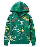 TLAENSON Boys Dinosaur Hoodies Zip Up Sweatshirts Kids Zipper Hooded Sweater Little Boys Dino Clothes Green Size 130/6-7 Years