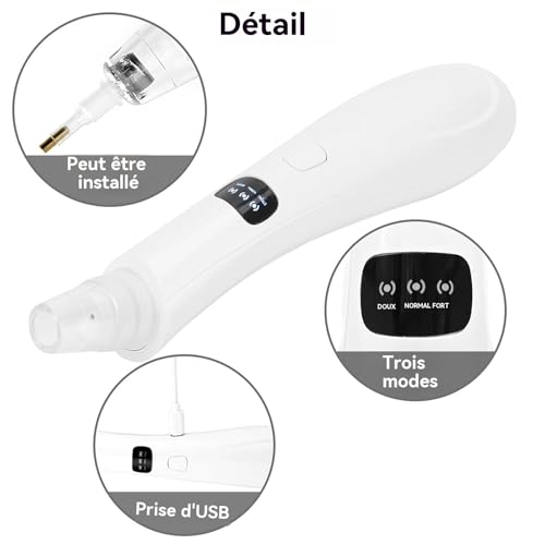 Pluma de arte de diamante eléctrica con selector de succión recargable 7