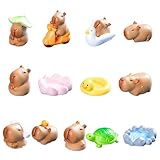 Capybara Deko, 13 Stück Mini Capybara Figuren, Capybara Torten Deko und Squishy, Ideal für Capybaras Adventskalender und Capybaras Sachen, Maße 14 x 5 cm