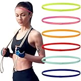 GWEOR 6 Stück Sport Haarband Geeignet für Erwachsene, Elastische Haarbänder Kinder & Sport Stirnband, Antirutsch & Atmungsaktiv für Fußball, Laufen, Yoga