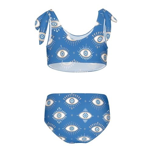 Wusikd Evil Eye Girls Swimsuits Two Piece Blue Eyes Swimwear Bikini Set for for Girls Size 11-12T2