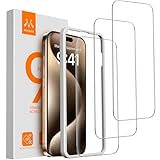 Mkeke Screen Protector for iPhone 15 Pro, 3 Pack Tempered Glass [9H Hardness] [Military-Grade Drop Protection] [Sensitive Touch] [Easy Installation Frame] [HD Clear] for 6.1 inch