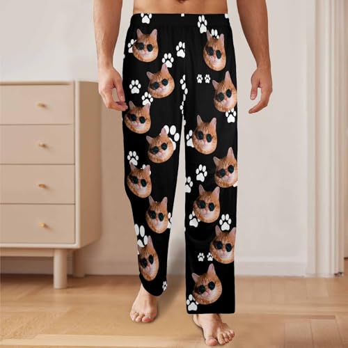 YESCUSTOM Personalized Face Cat's Paw Pajama Pants for Men Custom Photo Printed Pajama Bottoms Trousers for Boyfriend Husband4