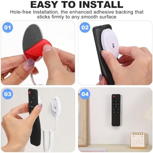 NUOBESTY Uzaktan Kumandalar için 1 Parça Duvar Tutucu, Uzaktan Kumandaları ve Küçük Eşyaları Güvenli Bir Şekilde Sabitlemek için Yay Halatlı Geri Çekilebilir Uzaktan Kumanda Depolama - Görsel 3