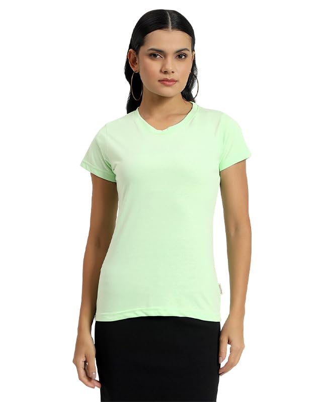 Image of Sleepynuts Women's Plain Round Neck Regular Fit Half Sleeve Cotton T Shirt