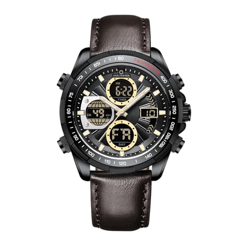 Image of Carlington Nitro Analog-Digital Men's Premium Leather Strap Wrist Watch | Quartz Movement | Water & Shock Resistant Watch for Men | Casual & Formal Wear - CT 9197