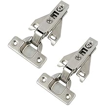 Probrico 1 Pair2 Pack Kitchen Cabinet Hinges for Face Frame Cabinet, Concealed Cabinet Hinges Brushed Satin Nickel with Mounting Screws
