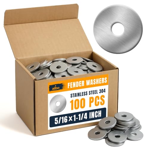 ALBO 100 Pcs 5/16" x 1-1/4" 304 Stainless Steel Fender Flat Washers