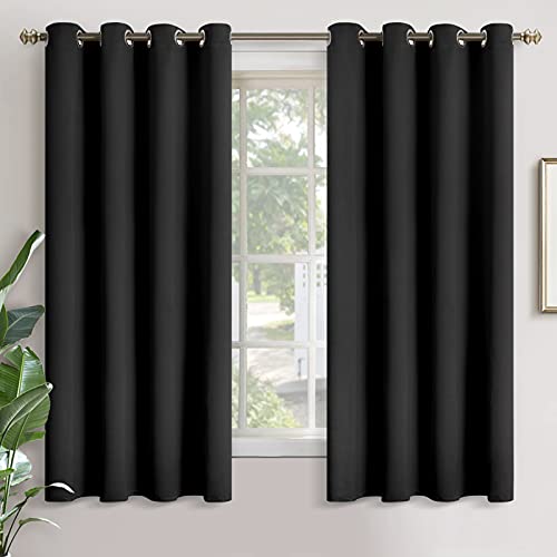 Image of YoungsTex Blackout Curtains for Bedroom 63 Inch Length - Thermal Insulated Window Drapes with Grommet Room Darkening Privacy for Living Room, 2 Panels, 52 x 63 Inch, Black
