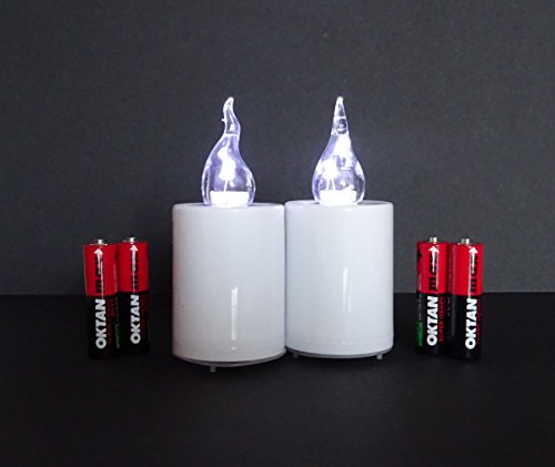 Preisvergleich Produktbild 2 STÜCK LED Grablichter Grabkerzen Weiss 11,0xØ4,2cm für Grableuchte Laterne Grablampe Grablaterne Licht Friedhof Grabgestaltung