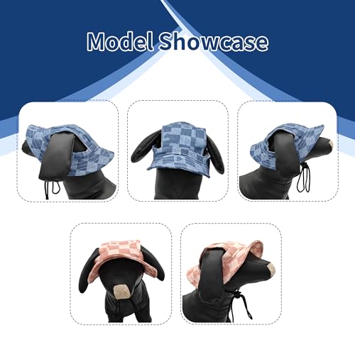 Pet Show Dog Bucket Hats Pet Hat With Ear Holes Girls Boys Classic Round Brim Outdoor Sun Hat For Small Medium Doggies Adjustable Strap Visors Puppy Cats Kitten thumb #2