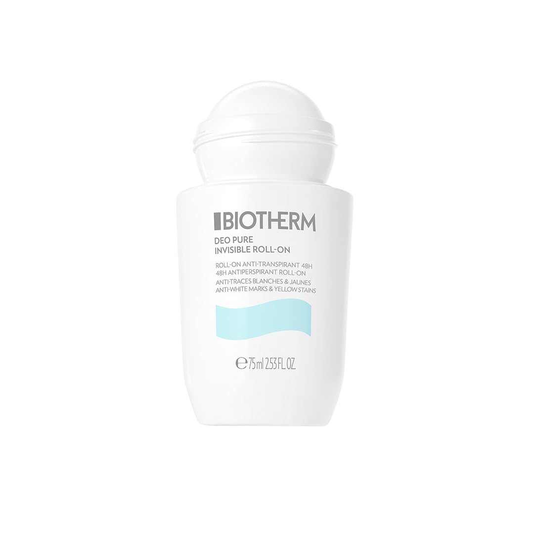BIOTHERM, Deo Pure Invisible Roll-On, Deodorante Roll-On Antitraspirante, Efficace fino a 48H, Anti Macchie Bianche e Gialle sui Vestiti