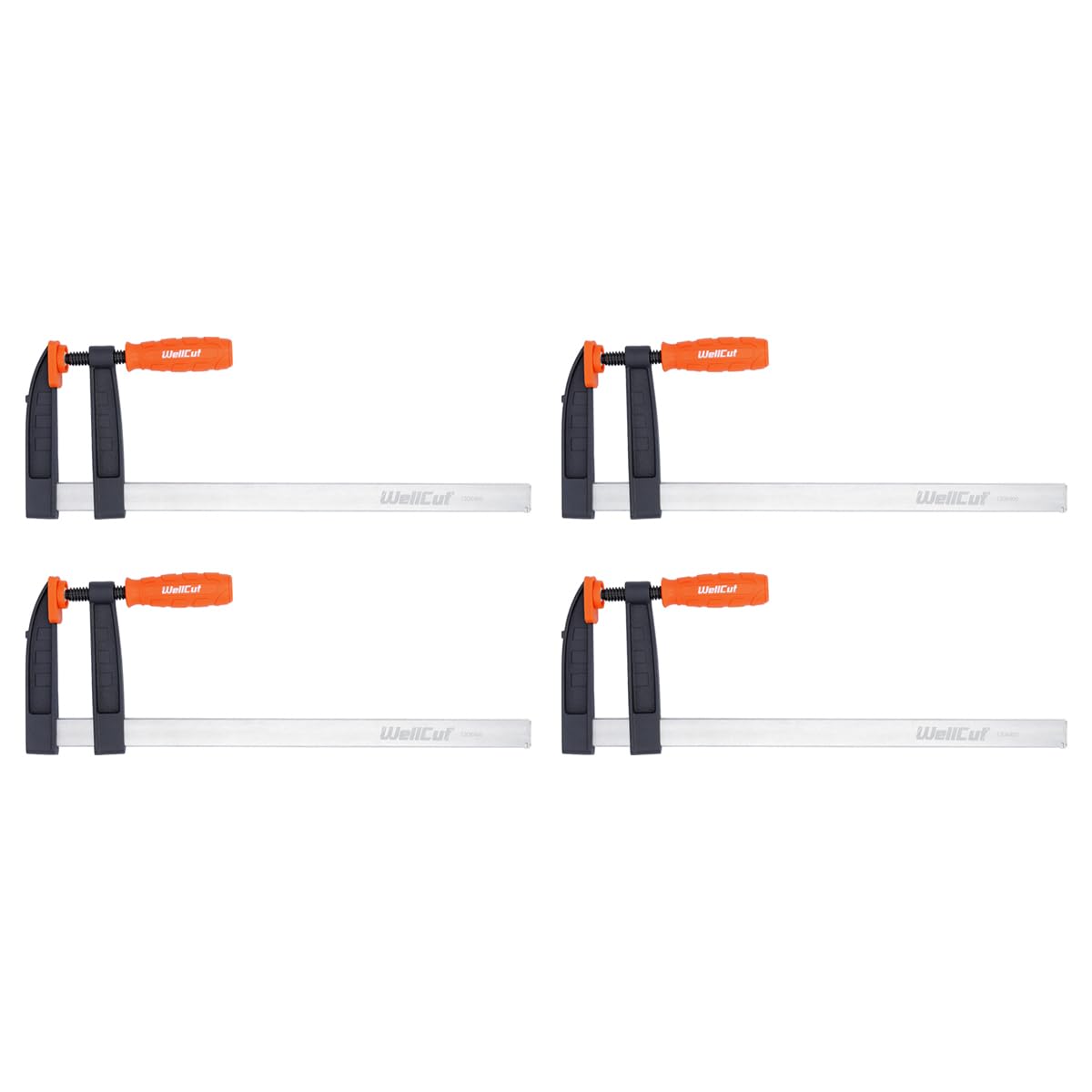 WellCut Bar Clamps 120x400mm Professional Wood Working F Clamps Quick Slide Bar Heavy Duty Steel C45 Anti-Slip Grip Anti-Scratch Clamping Force 320 kg