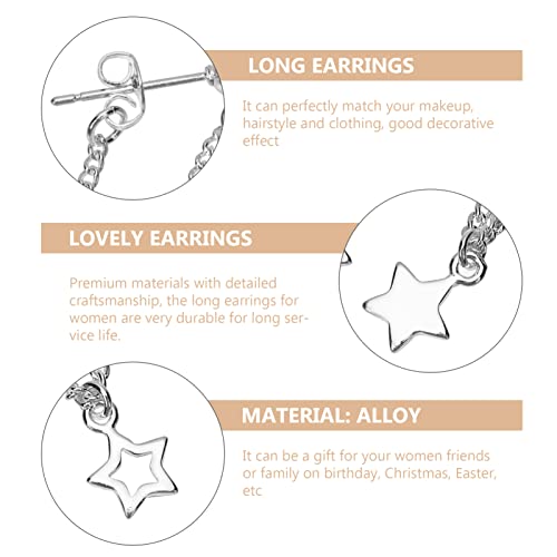 Boucles d'oreilles longue chaîne étoile légères qui ne tirent pas le lobe