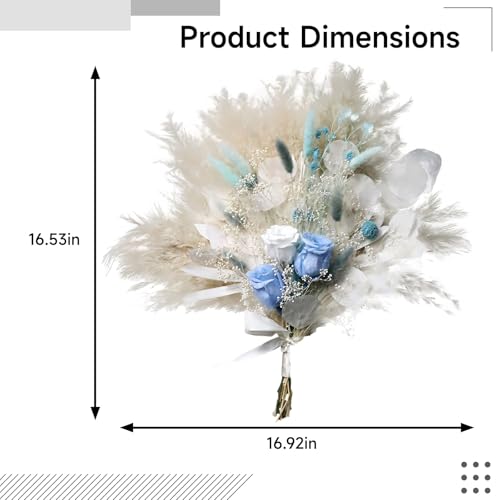 Ramo de flores secas azul y blanco decoración elegante miniatura 2