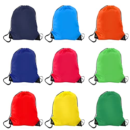 9 Pezzi Sacche Sportive Zaino con Coulisse, Portaoggetti Drawstring Bags per Donna Uomo Palestra Scuola Sport Viaggio Spiaggia Nuoto