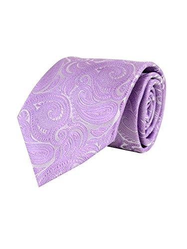 Thedappertie Men's Lavender Paisley Microfiber Woven Wedding Neckties #TOP26