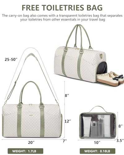 Image of Women Weekender Travel Duffle Bag: Travel Duffel Overnight Bags with Shoe Compartment Large Carry on Tote with Toiletry Bag Weekend Traveling Yoga Gym Hospital Bag for Women with Wet Pocket