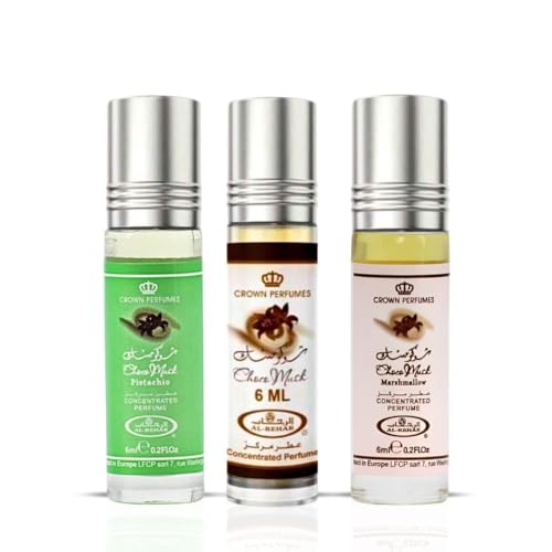 Al-Rehab Choco Musk Perfume Oils - Original Marshmallow & Pistachio 6ml (0.2 oz) | Sweet Gourmand Fragrance | Chocolate Vanilla Fruity & Nutty Scents | Long-Lasting Roll-On Fragrance Oils (Bundle)