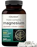 Magnesium Complex 1,000mg, 240 Capsules | Glycinate, Citrate, Malate | Chelated & Purified | Bone, Heart & Muscle Support | Non-GMO