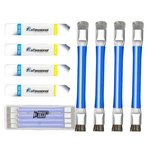 DXTTOOP 4PCS Dual Head Antistatic Cleaning Brush&4PCS Metal Spudgers Can Meet Your Simple Disassembly and Cleaning.It is Used for Mobile Phone,Computer Motherboard and Circuit Board IC,PCB,CPU (Blue)