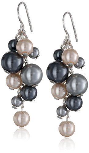 Amazon Essentials Cream and Grey Simulated Pearl Cluster Drop Earrings, (previously Amazon Collection)
