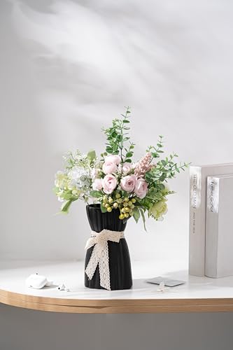 GALOURO Vaso preto - Vaso de flor, vasos pequenos para decoração, vaso de cerâmica para decoração de