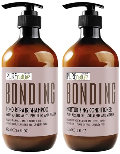 Image of Bonding Repair Shampoo and Conditioner Set - Sulfate Free, Frizz Control for Dry, Damaged Hair - Bond Hydrating Salon Formula - Deep Conditioning Care for Women and Men - 16 Fl Oz (Set of 2)