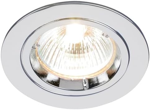 Recessed Lighting โ GU10 LED Spotlights for Ceiling โ IP20 Downlights Mains Powered Ceiling Spots for Kitchen Bedroom Lounge - Halogen or LED โ Fixed Version, Chrome Finish