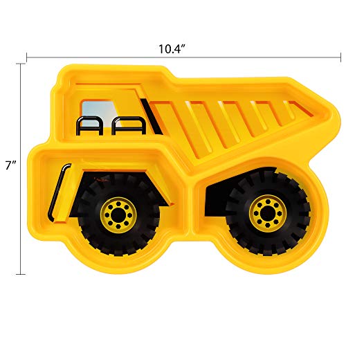 Kids Divided Plate With Utensils - Children's Meal Set With Plate, Fork And Spoon - Dump Truck #TOP1