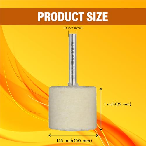 Image of Ultra Touch Felt Mop Wheel | 1 /4 inch Shank | Suitable for Polishing | Can be used with Drill Machine /Die Grinder | Metal Working | Pack of 5 (30 x 25mm)