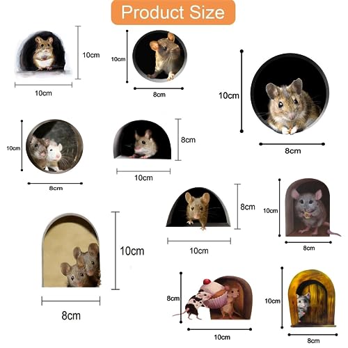 Fanshuge adhesivos 3D para paredes con diseño de ratón, pack 10 piezas miniatura 5