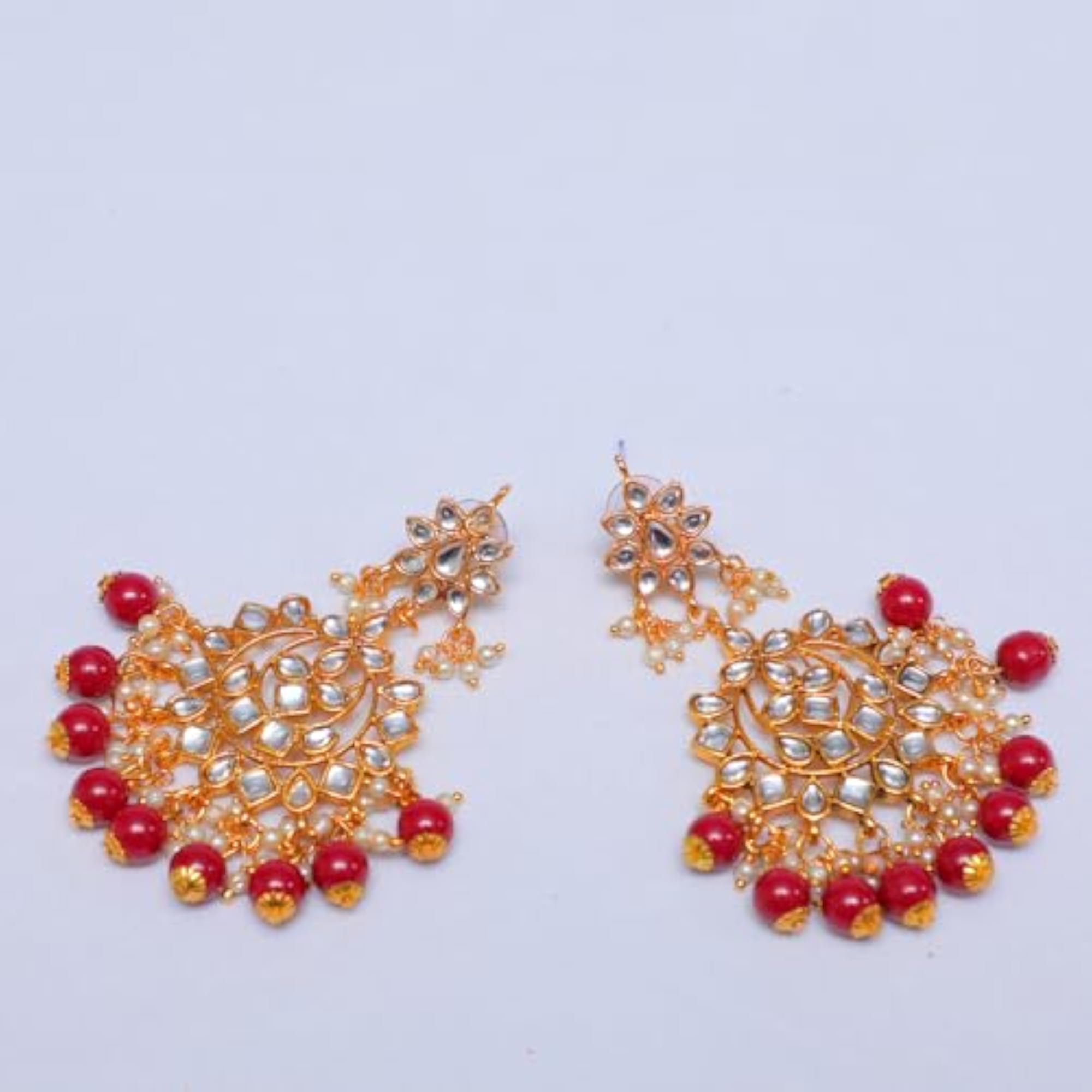 Maroon Kundan Bridal Choker Necklace Set with Jhumka Earrings