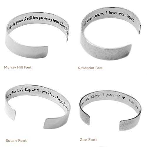 Sterling Silver Engraved Bracelet For Women - Customize For Mom Grandma Wife With Personalized Hidden Inspirational Quote Message From Son Daughter Husband .925 Silver #TOP7
